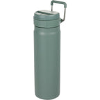 Kara Insulated Bottle with Swivel Lid in Recycled Steel, 24 oz Laser Engraving - Sage - Left Angle