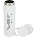 Kara Insulated Bottle with Swivel Lid in Recycled Steel, 24 oz Laser Engraving - White - Detail