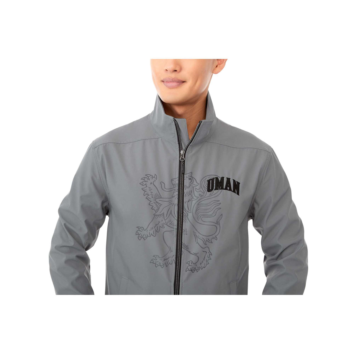 Karmine Lightweight Softshell Jacket for Men Transfer - Quarry - Front On Model 2