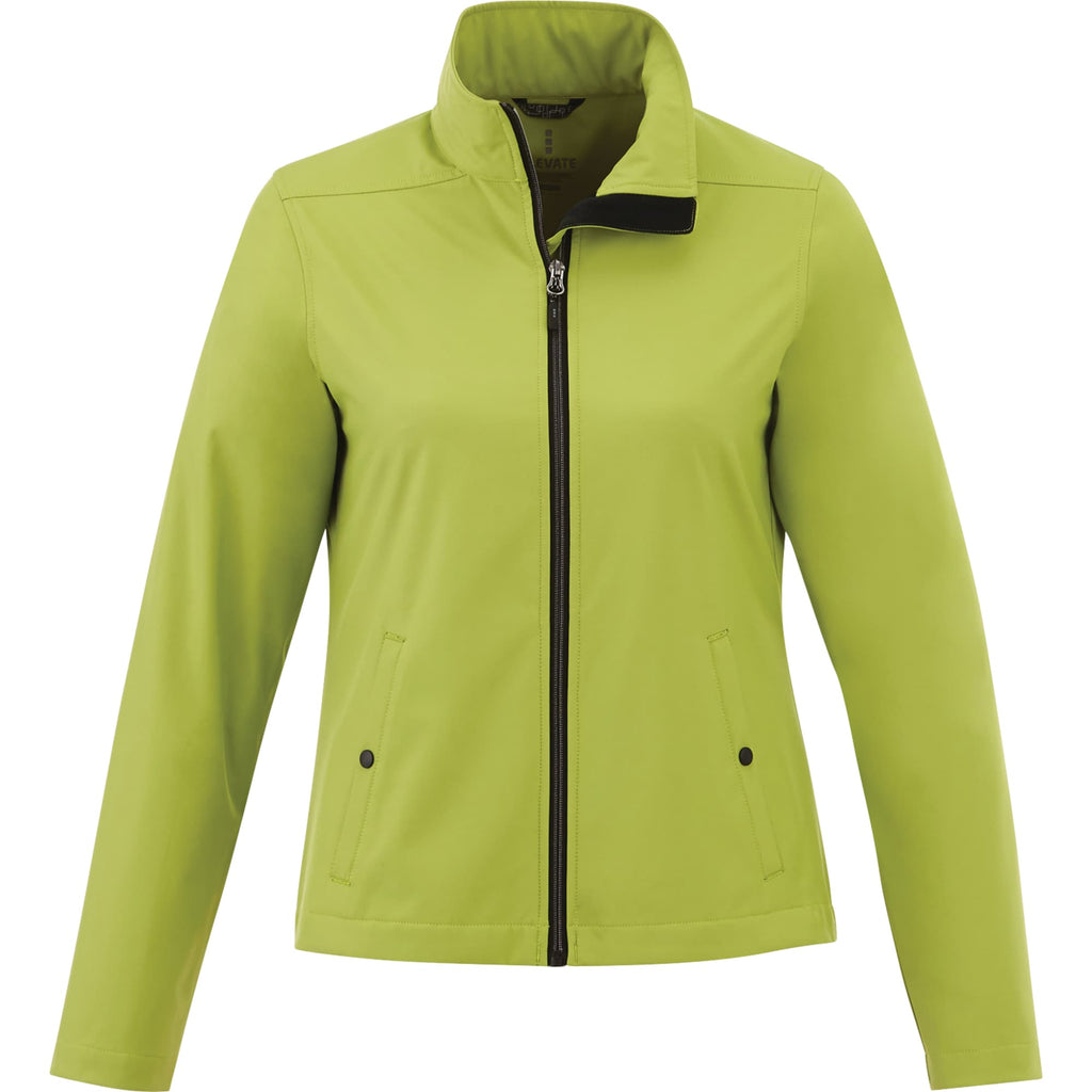 Karmine Lightweight Softshell Jacket for Women Laser Engraving - Dark Citron Green - Front Flat