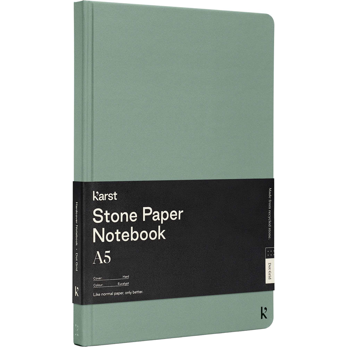 Karst Stone Paper Hardcover Notebook, 5.5 x 8.5 Inches - Green - Right Angle 2