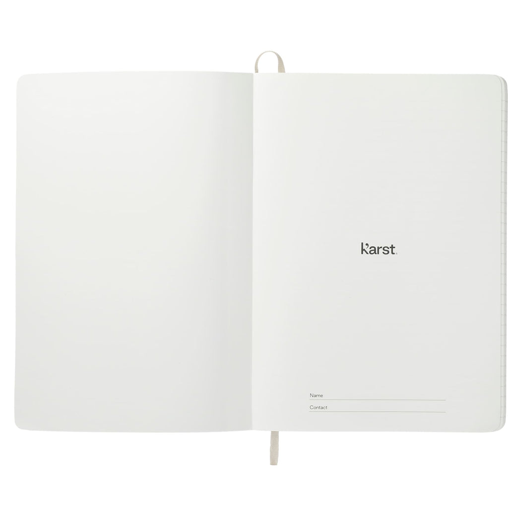 Karst Stone Paper Soft Cover Notebook, 5.5 x 8.5 Inches Debossing - Beige - Front 3