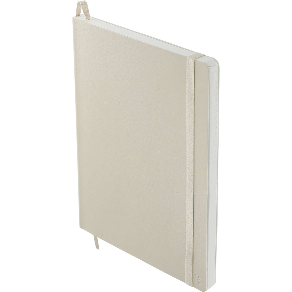 Karst Stone Paper Soft Cover Notebook, 5.5 x 8.5 Inches Debossing - Beige - Left Angle 2