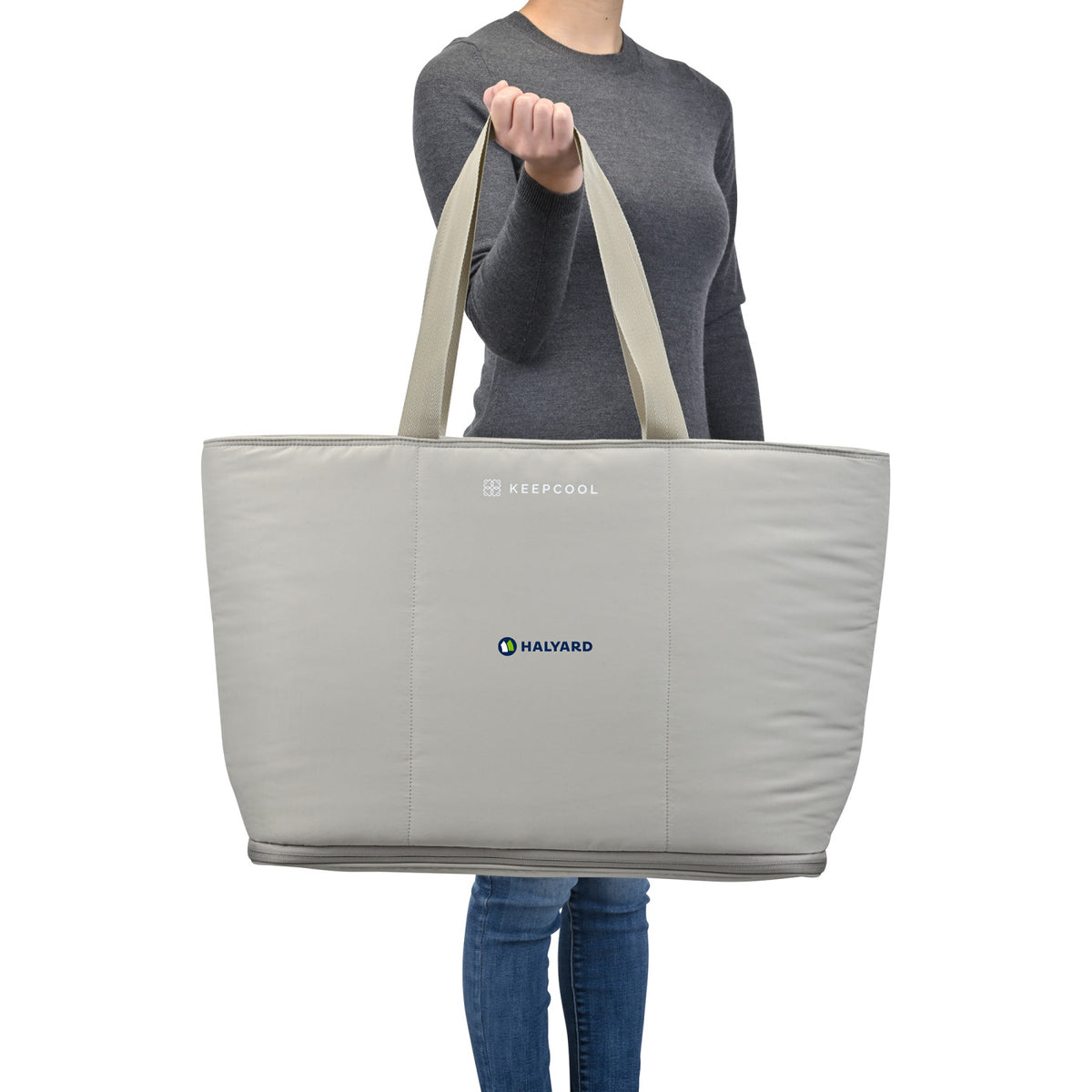 KeepCool Rio Quilted Expandable Cooler Tote Transfer - Latte - View 2