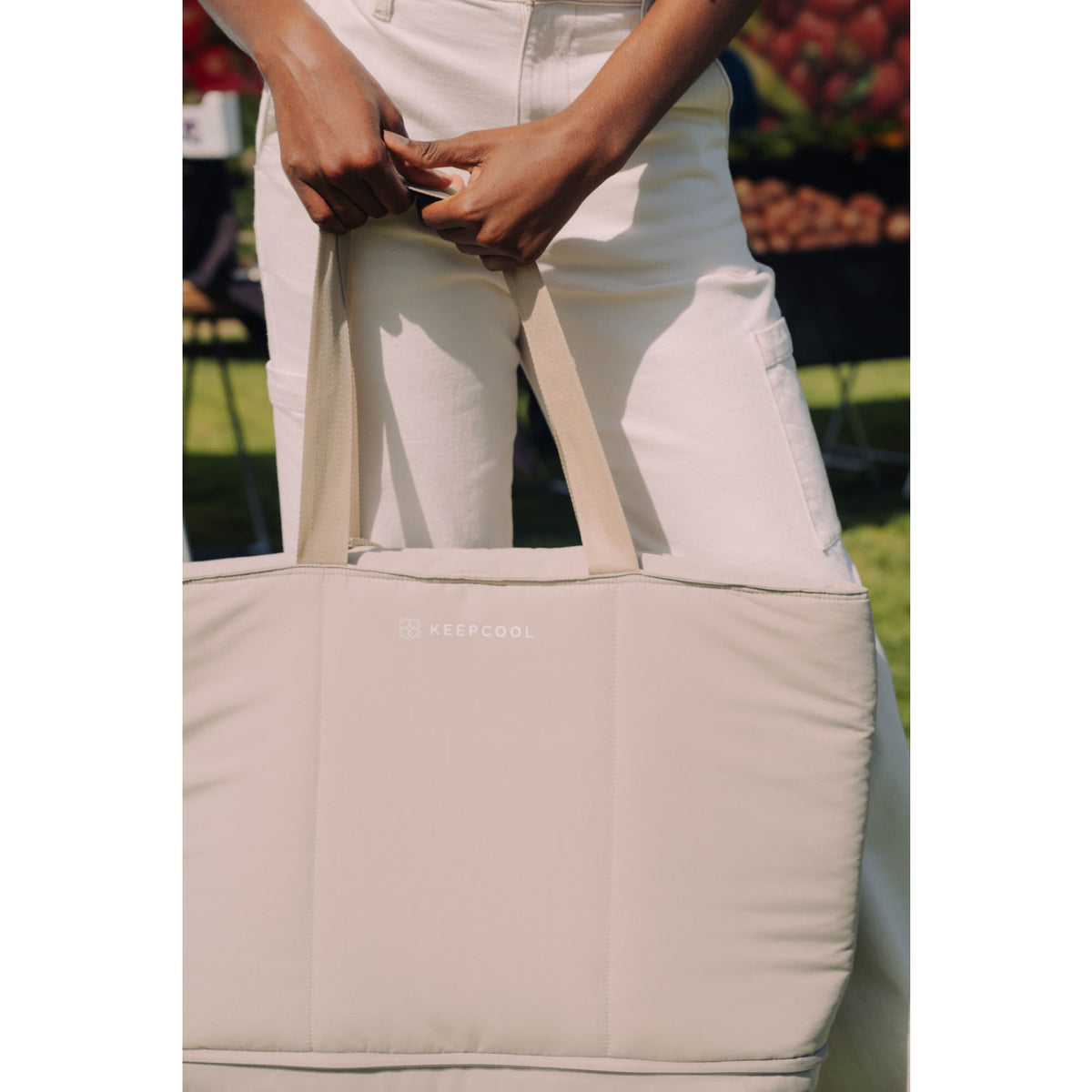 KeepCool Rio Quilted Expandable Cooler Tote Transfer - Latte - View 7