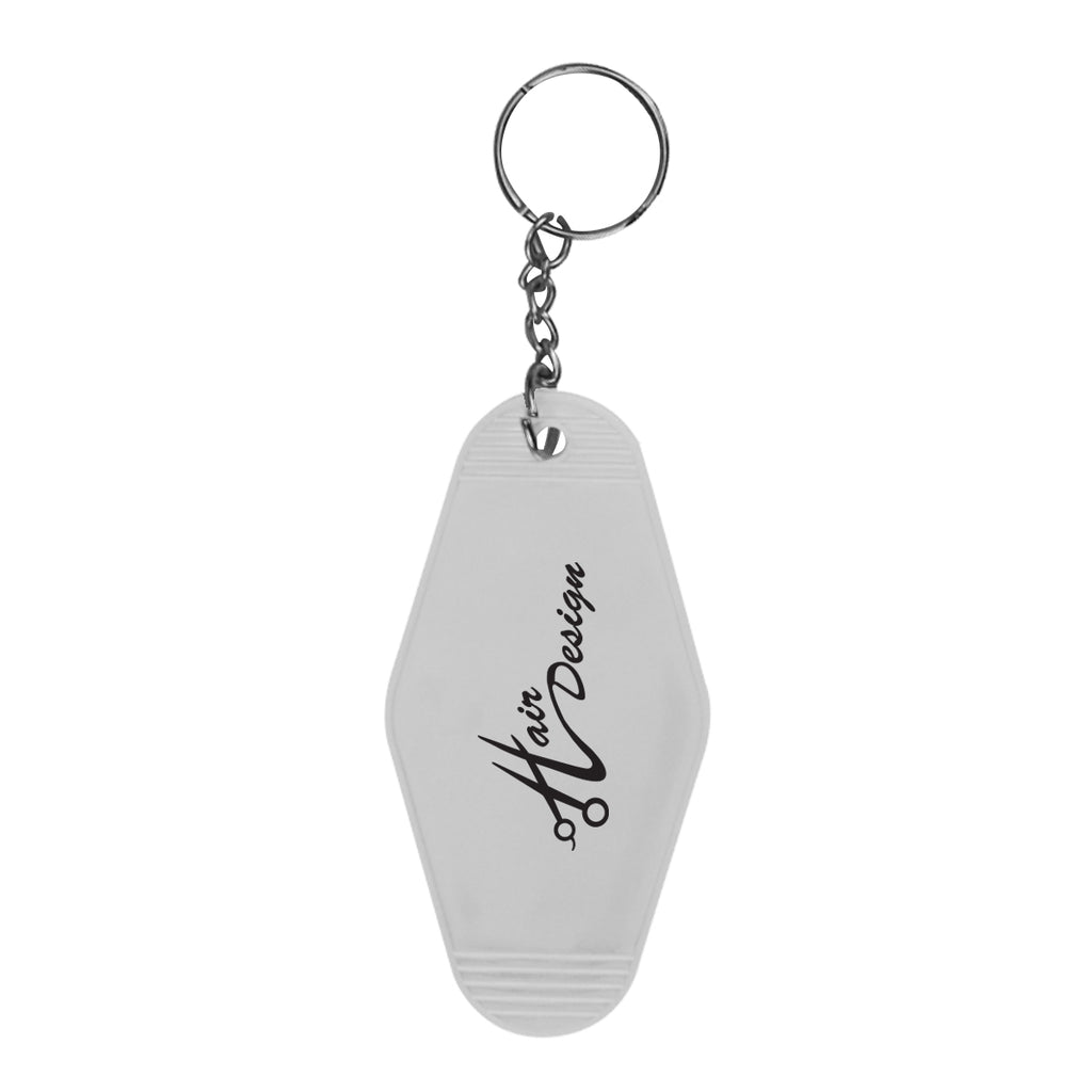Key Ring in Motel Style - White - Silk Screen