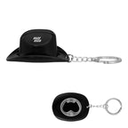 Keychain Bottle Opener Shaped Like a Cowboy Hat - Black - Pad Print