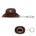 Keychain Bottle Opener Shaped Like a Cowboy Hat - Brown - Pad Print