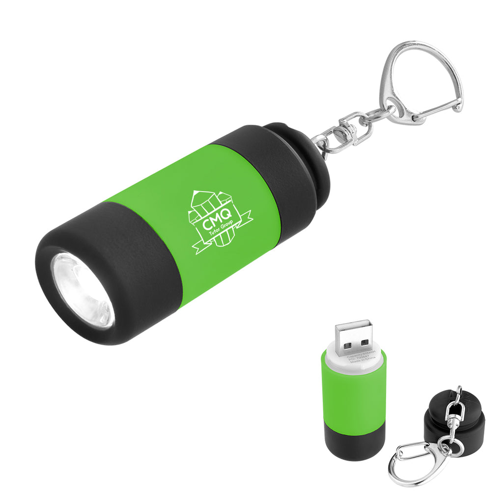 Keychain LED Light, Rechargeable - Black - Pad Print