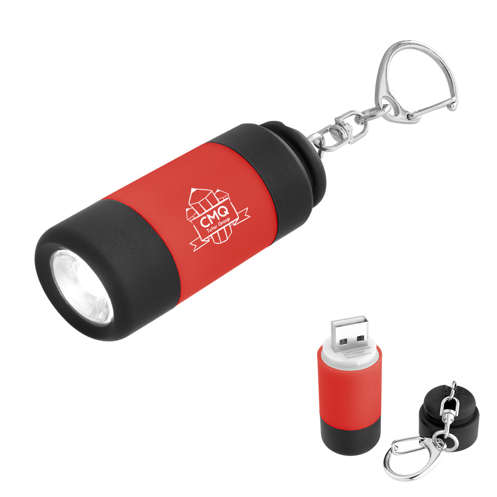 Keychain LED Light, Rechargeable - Red - Pad Print