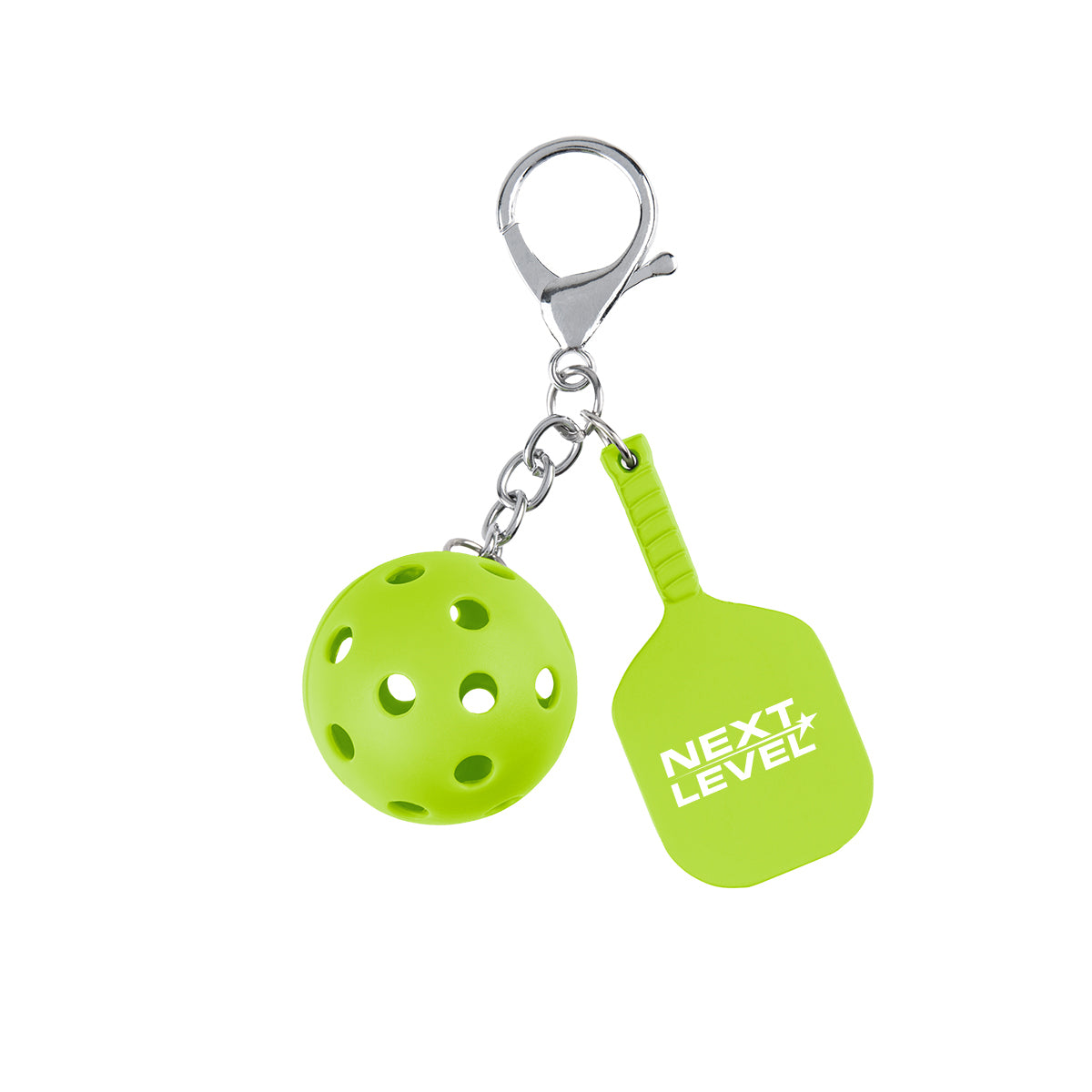 Keychain Shaped Like a Pickleball - Lime Green - Pad Print