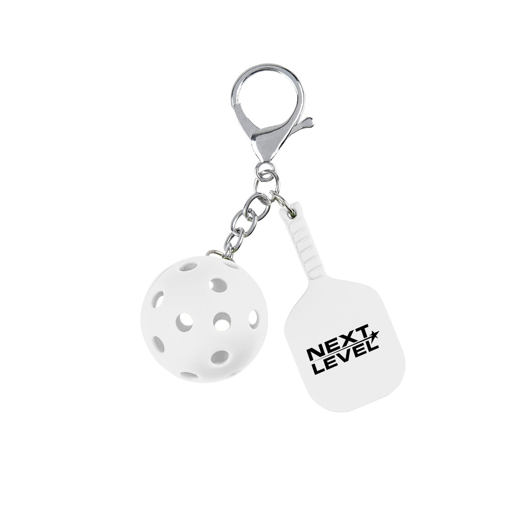 Keychain Shaped Like a Pickleball - White - Pad Print
