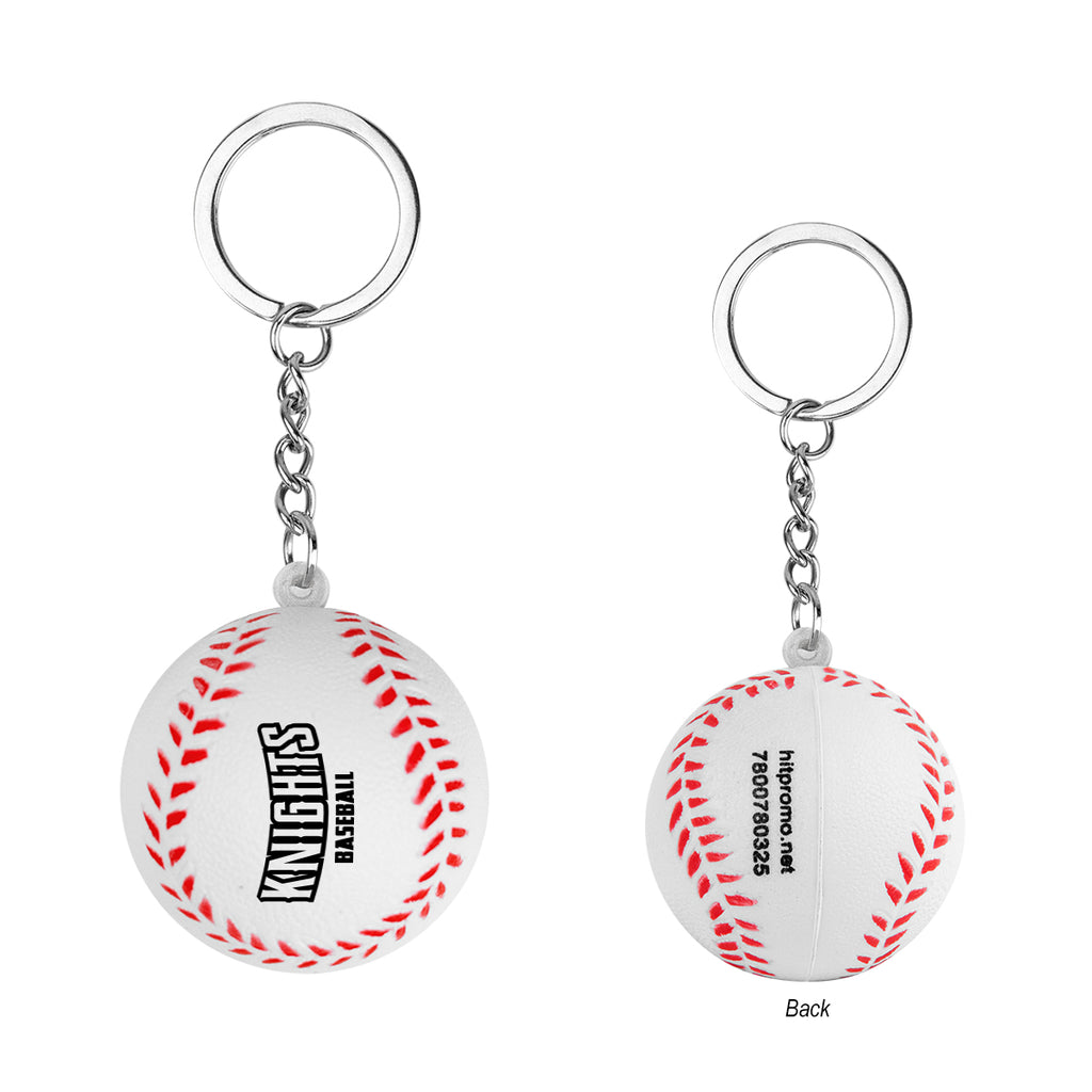 Keychain Stress Reliever Shaped Like a Baseball - Pad Print