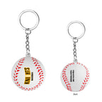 Keychain Stress Reliever Shaped Like a Baseball - White with Red - Full Color