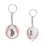 Keychain Stress Reliever Shaped Like a Baseball - White with Red - Pad Print
