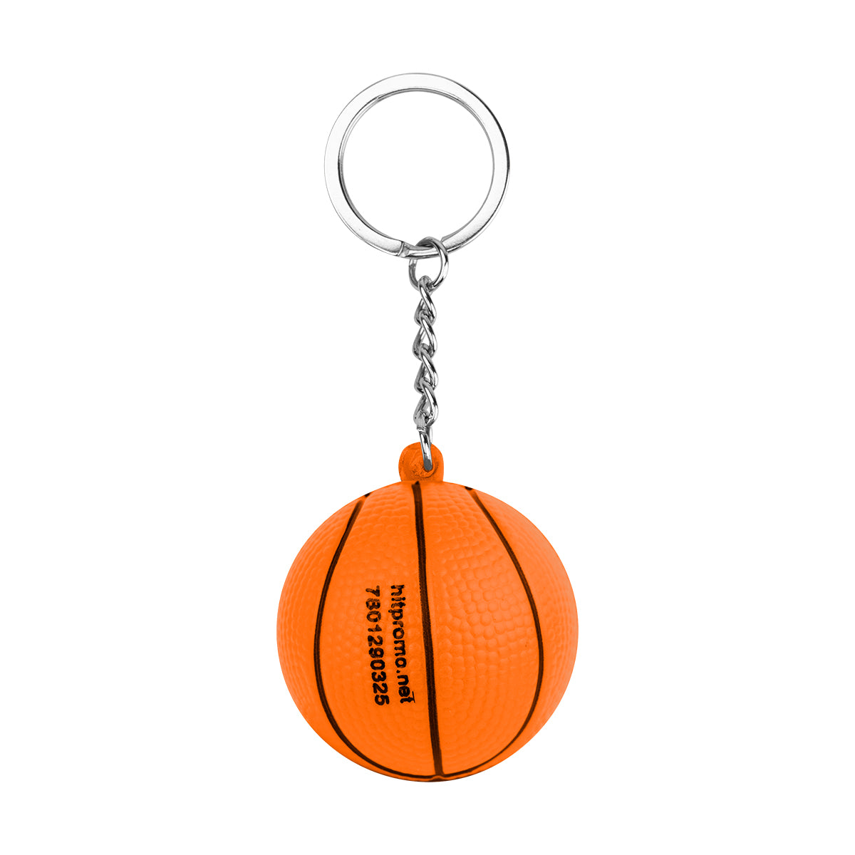 Keychain Stress Reliever Shaped Like a Basketball - Orange - Back