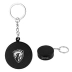 Keychain Stress Reliever Shaped Like a Hockey Puck - Black - Pad Print