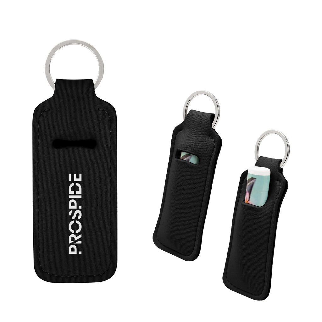 Keychain That Holds Lip Balm - Black - Silk Screen