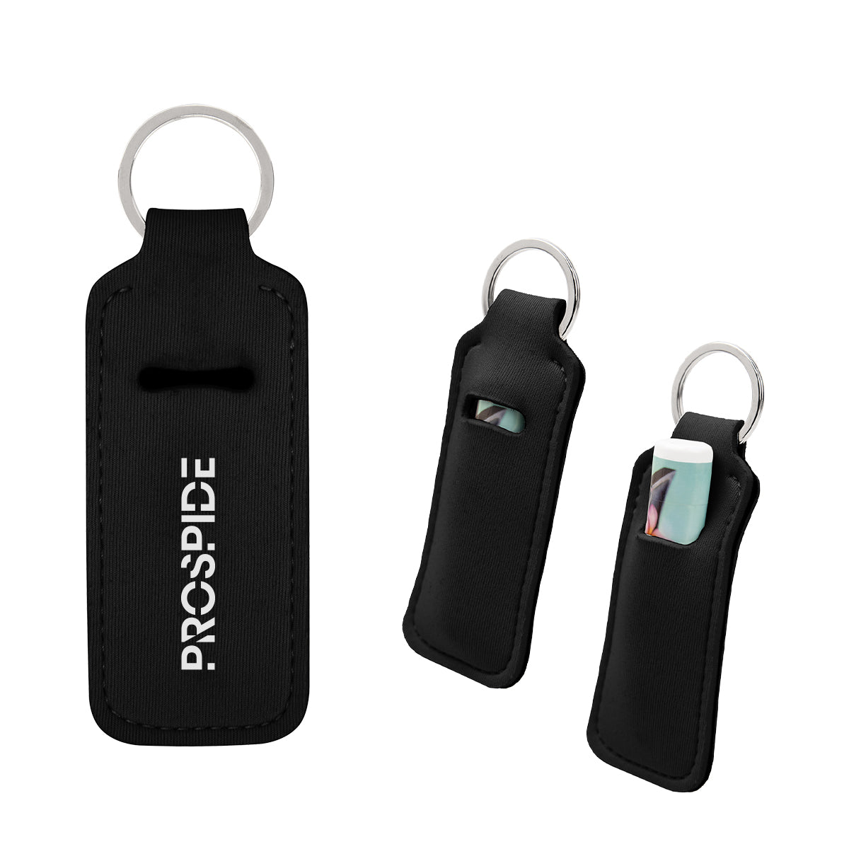 Keychain That Holds Lip Balm - Black - Silk Screen