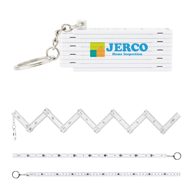 Keychain with a Folding Ruler