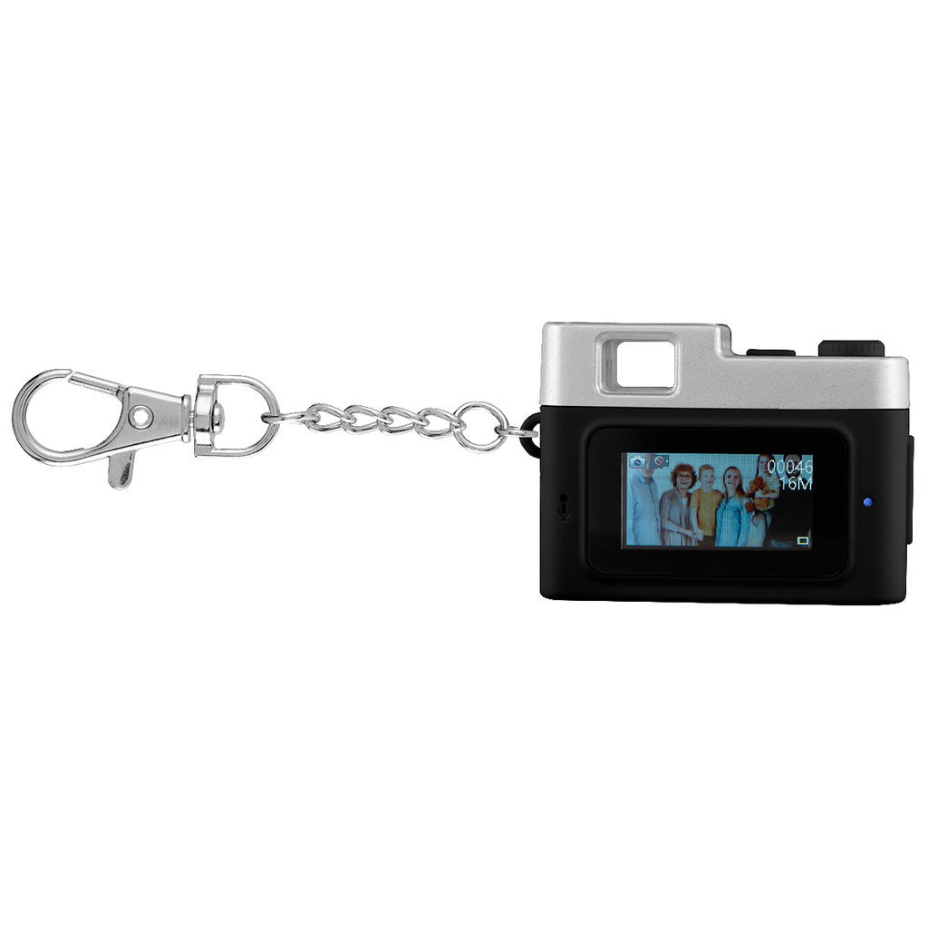 Keychain with a Mini Digital Camera Full Color - Black - BackStraight