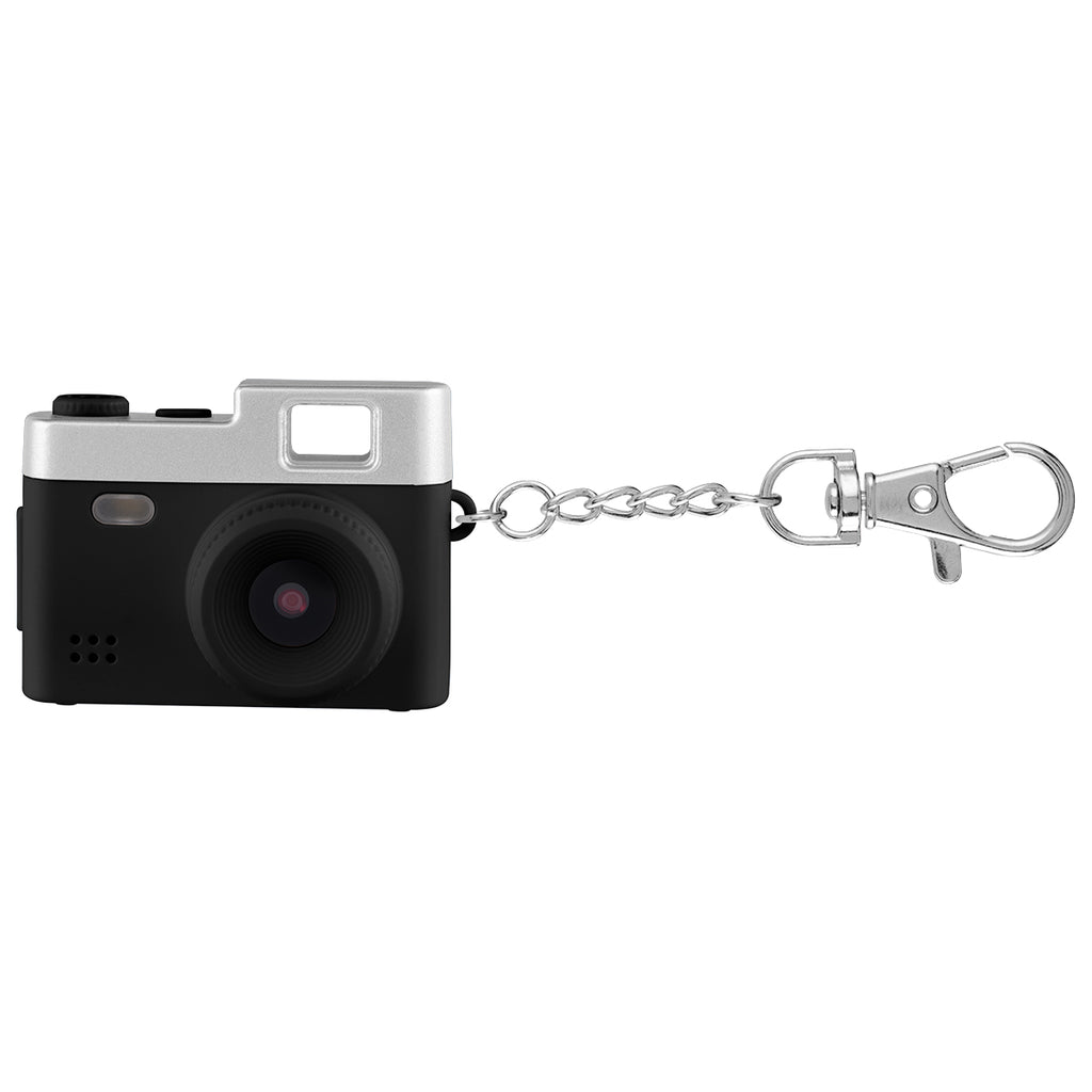 Keychain with a Mini Digital Camera Full Color - Black - FrontStraight