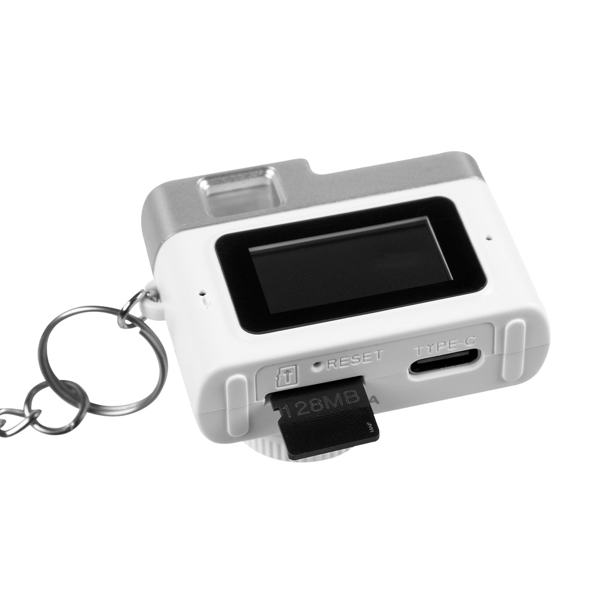 Keychain with a Mini Digital Camera Full Color - White - SDCard