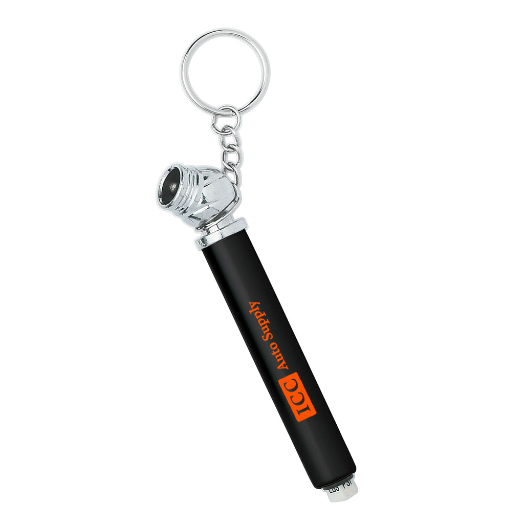 Keychain with a Mini Tire Gauge - Black - Pad Print
