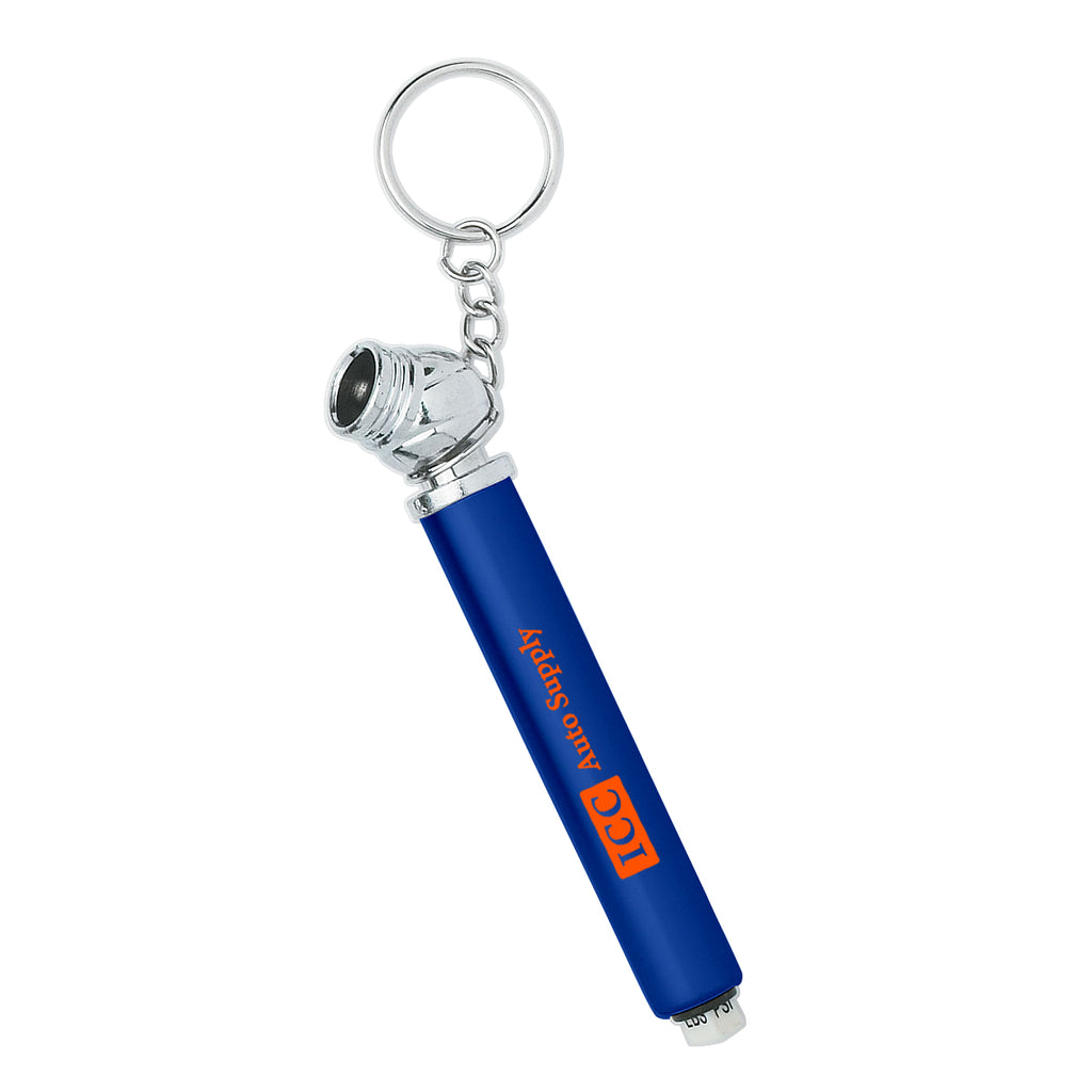 Keychain with a Mini Tire Gauge - Blue - Pad Print