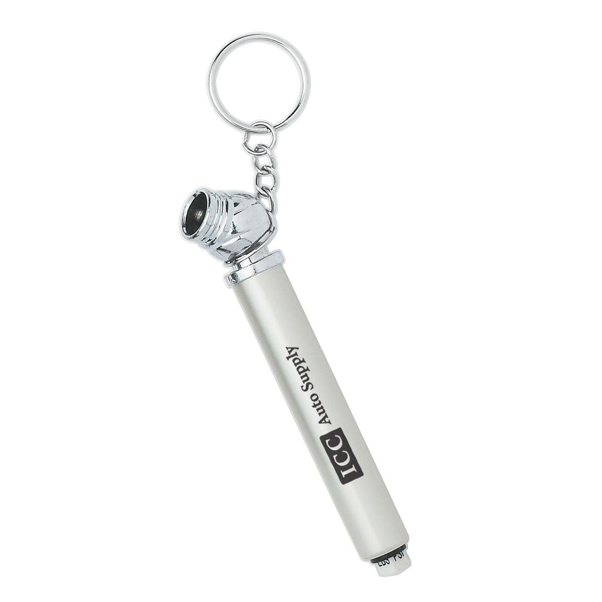 Keychain with a Mini Tire Gauge - Silver - Laser Engraving with Optional Black Oxidation