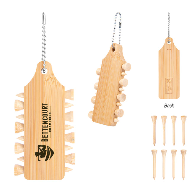 Keychain with Bamboo Golf Tee Set