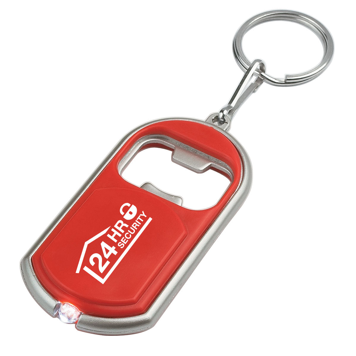 Keychain with Bottle Opener and LED Light - Red - Pad Print