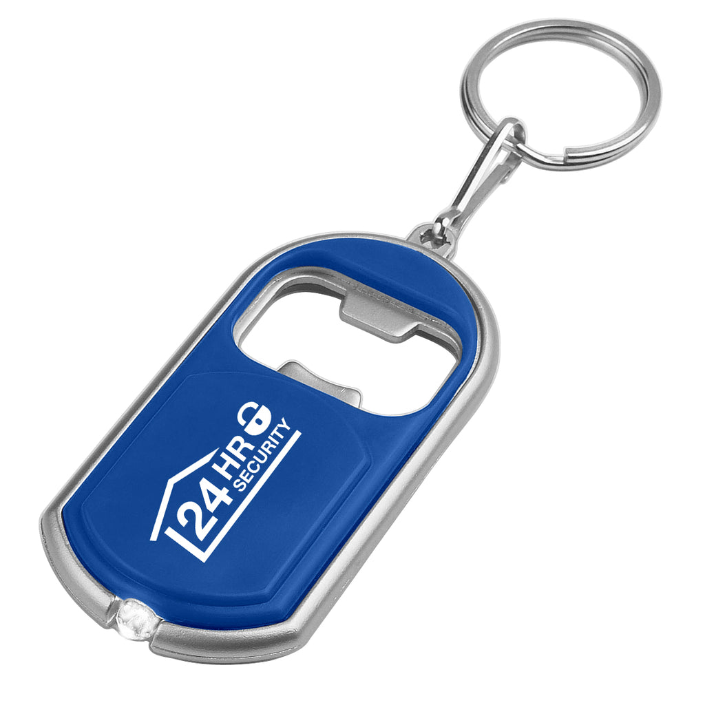 Keychain with Bottle Opener and LED Light - Royal Blue - Pad Print