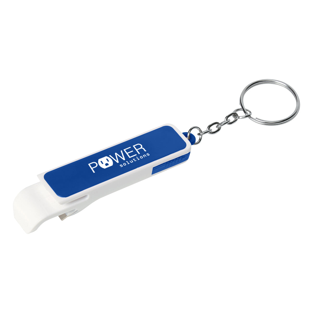 Keychain with Bottle Opener and Phone Stand - Blue - Pad Print