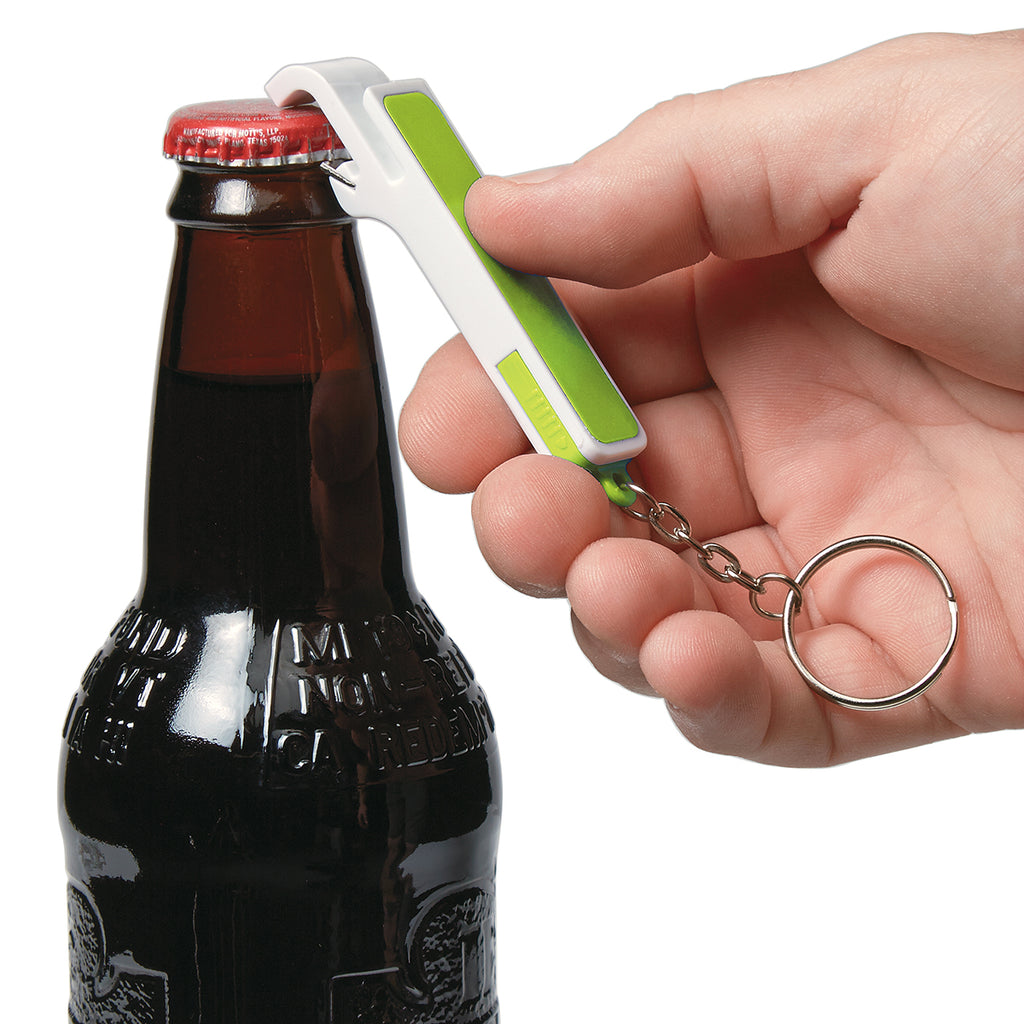 Keychain with Bottle Opener and Phone Stand - Lime Green - Inset