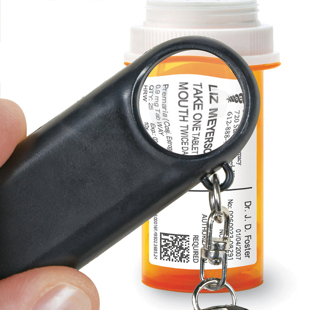 Keychain with Magnifier and LED Light - Black - Magnify_Inset