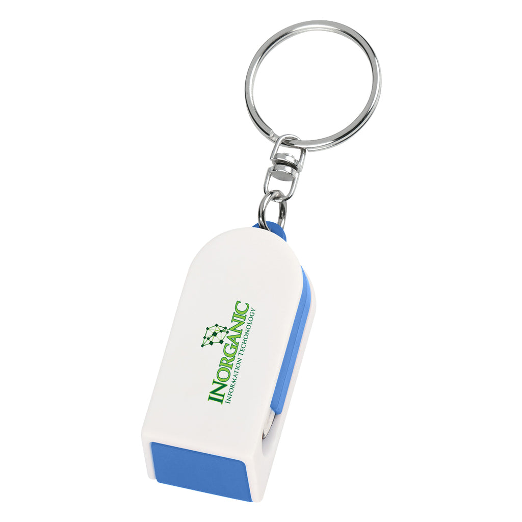 Keychain with Phone Stand and Screen Cleaner - Blue - Full Color