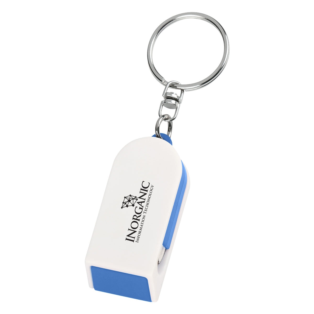 Keychain with Phone Stand and Screen Cleaner - Blue - Silk Screen
