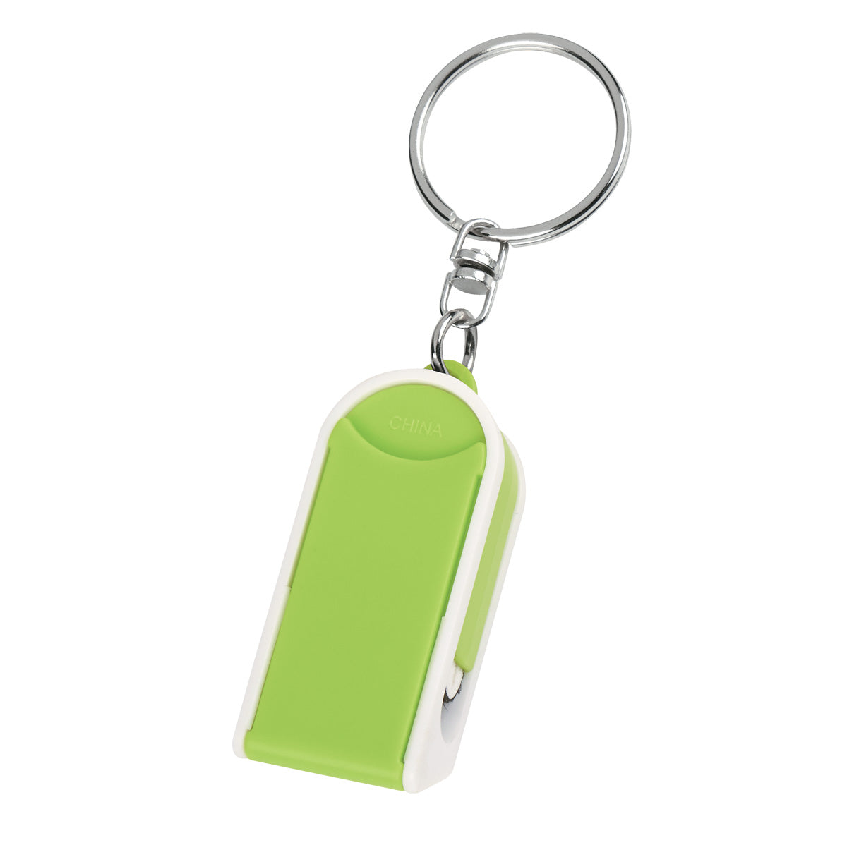 Keychain with Phone Stand and Screen Cleaner - Lime Green - Back_Blank
