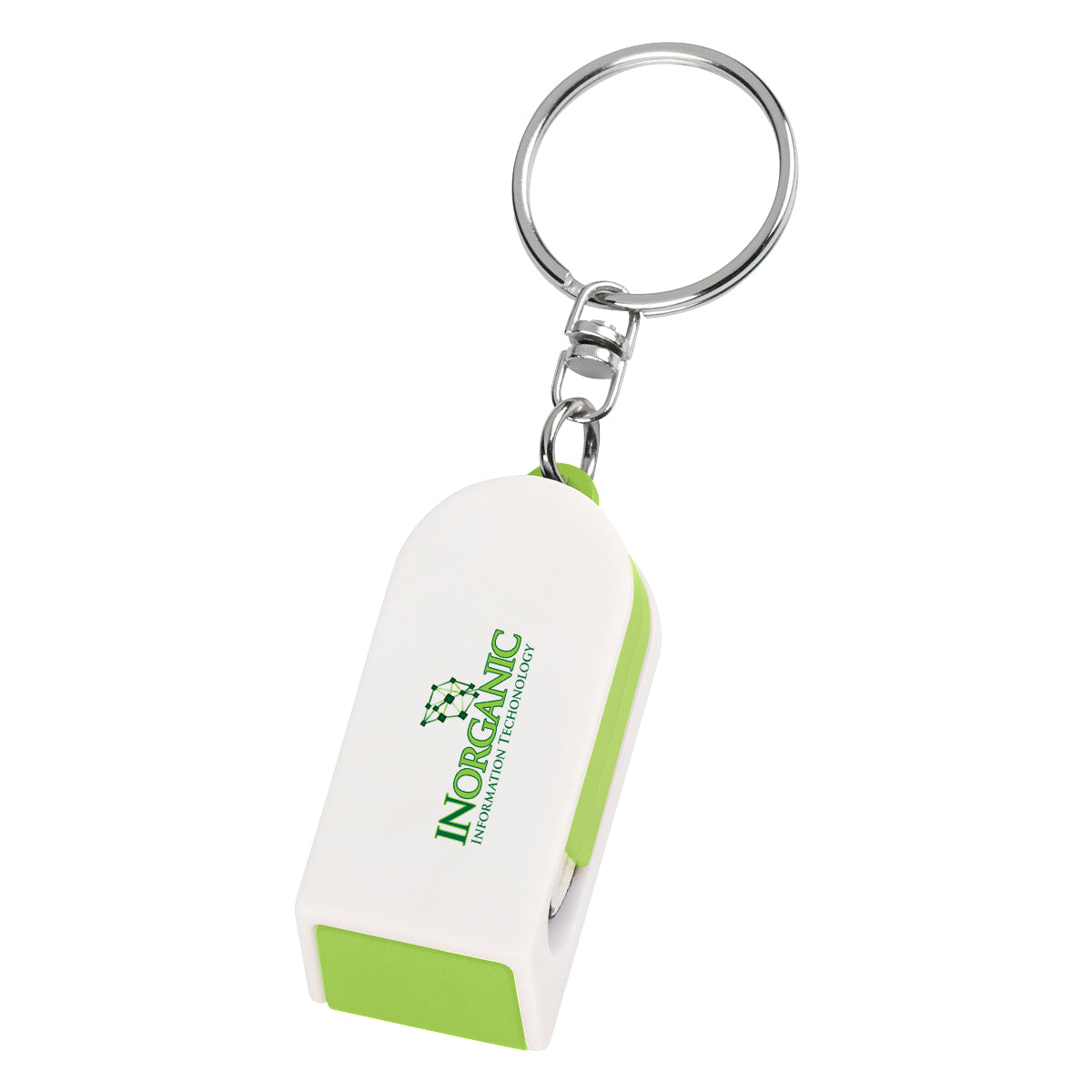 Keychain with Phone Stand and Screen Cleaner - Lime Green - Full Color