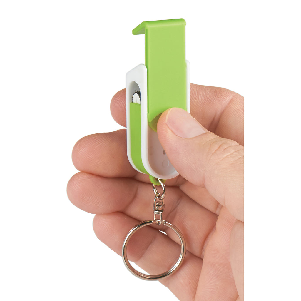 Keychain with Phone Stand and Screen Cleaner - Lime Green - Inset