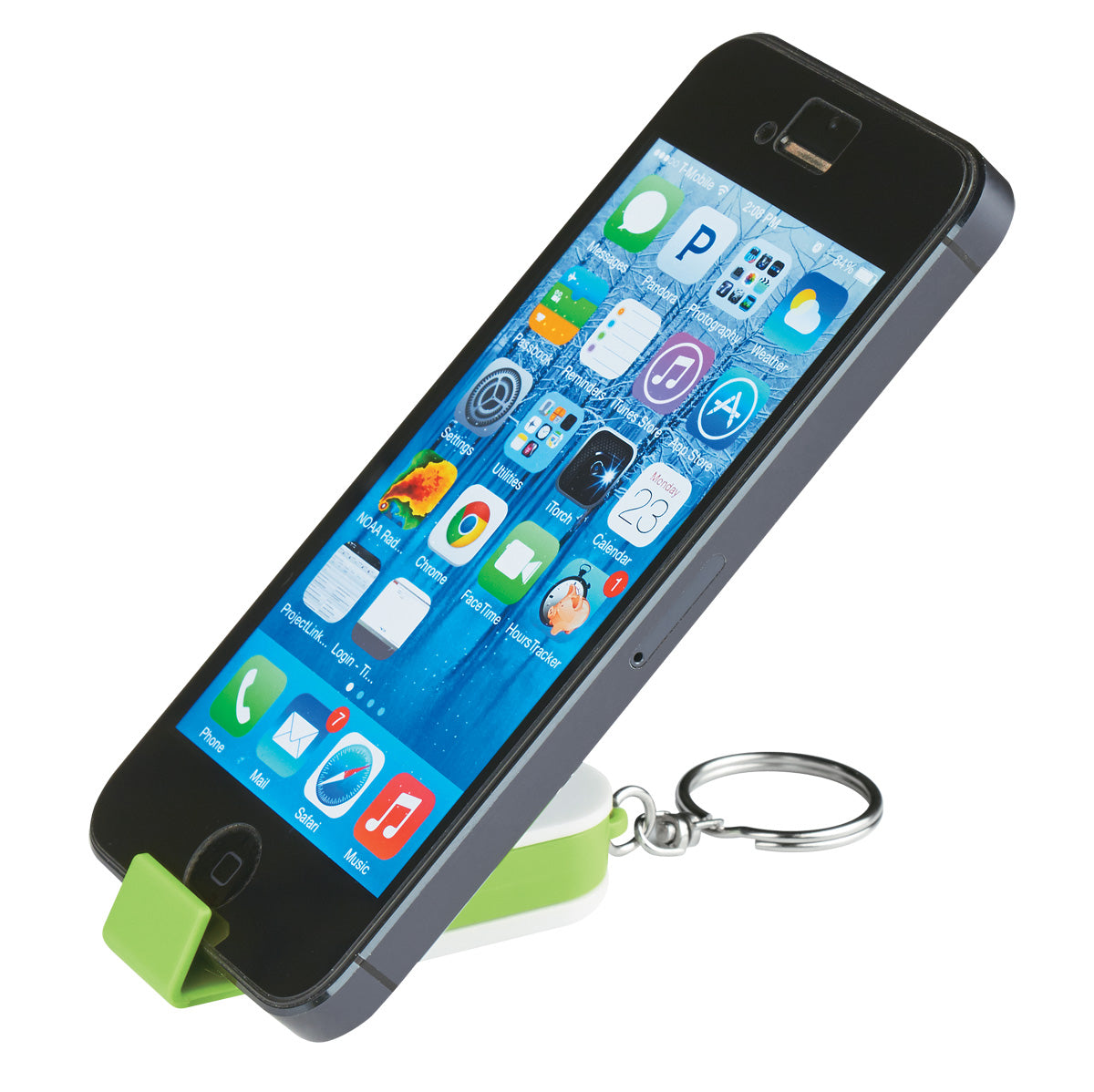 Keychain with Phone Stand and Screen Cleaner - Lime Green - Phonestand_Blank