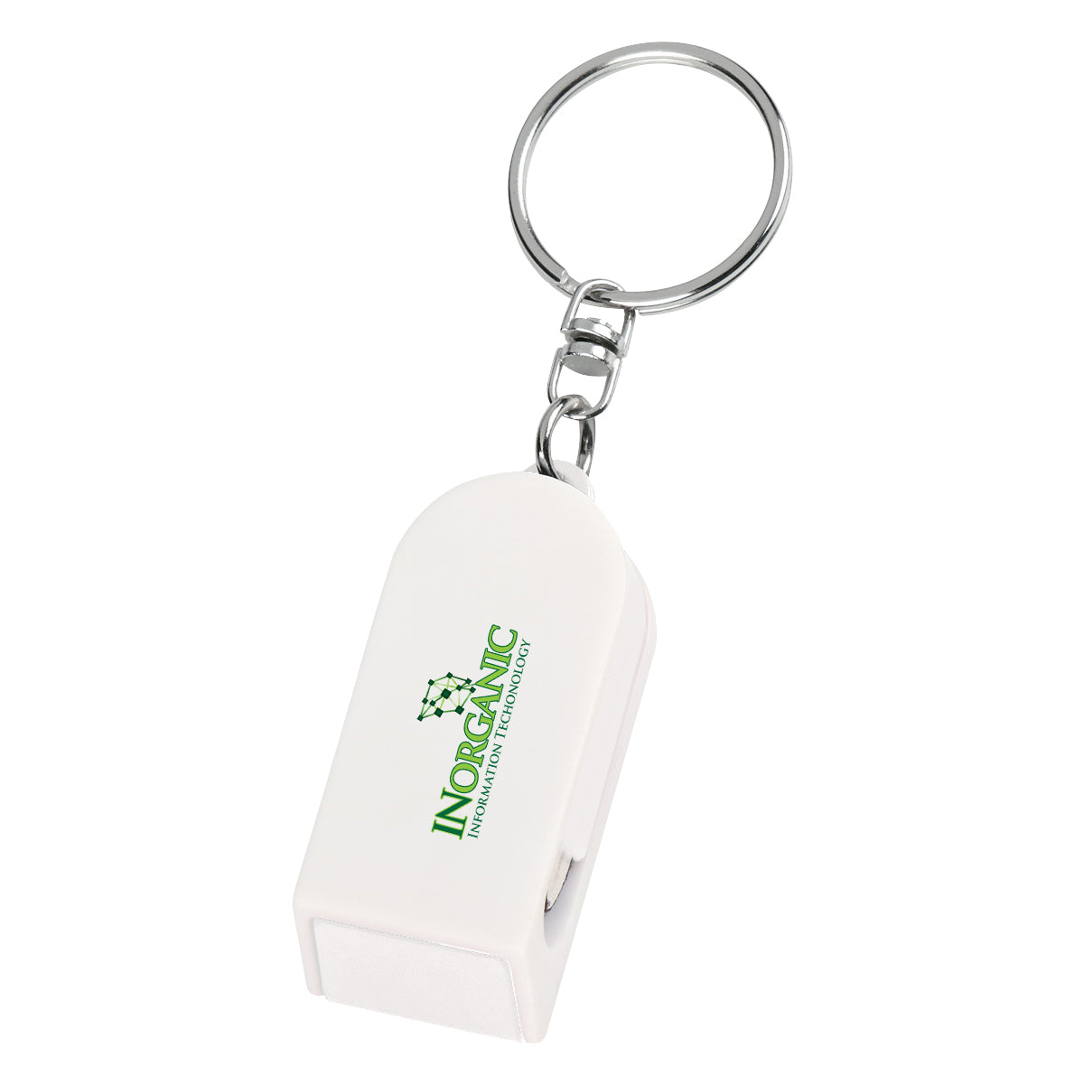 Keychain with Phone Stand and Screen Cleaner - White - Full Color