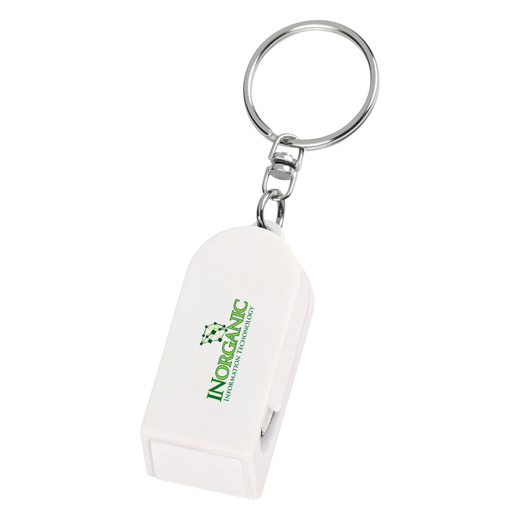 Keychain with Phone Stand and Screen Cleaner - White - Full Color