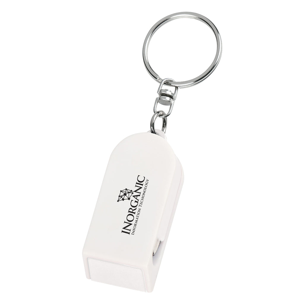 Keychain with Phone Stand and Screen Cleaner - White - Silk Screen