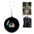 Keychain with Rain Poncho in a Ball - Black - Full Color