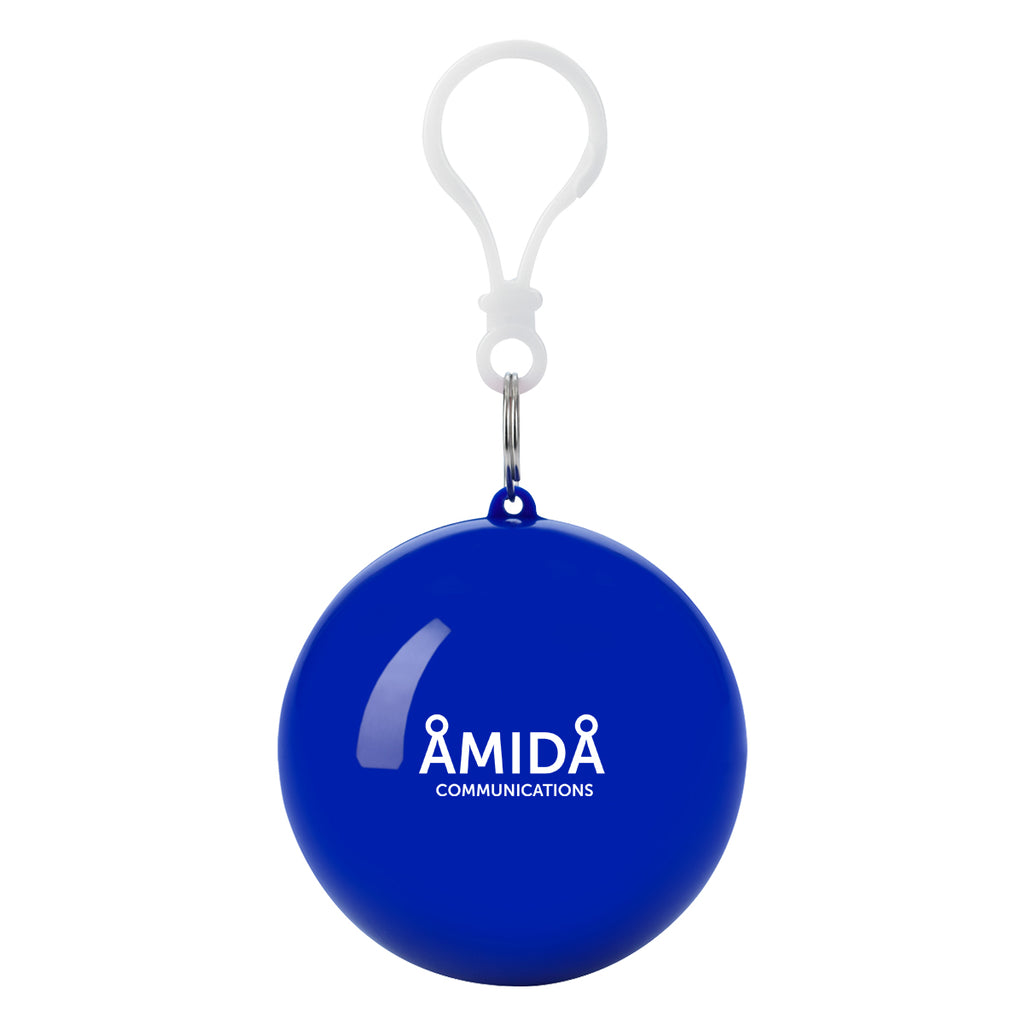Keychain with Rain Poncho in a Ball - Blue - Pad Print