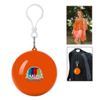 Keychain with Rain Poncho in a Ball - Orange - Full Color