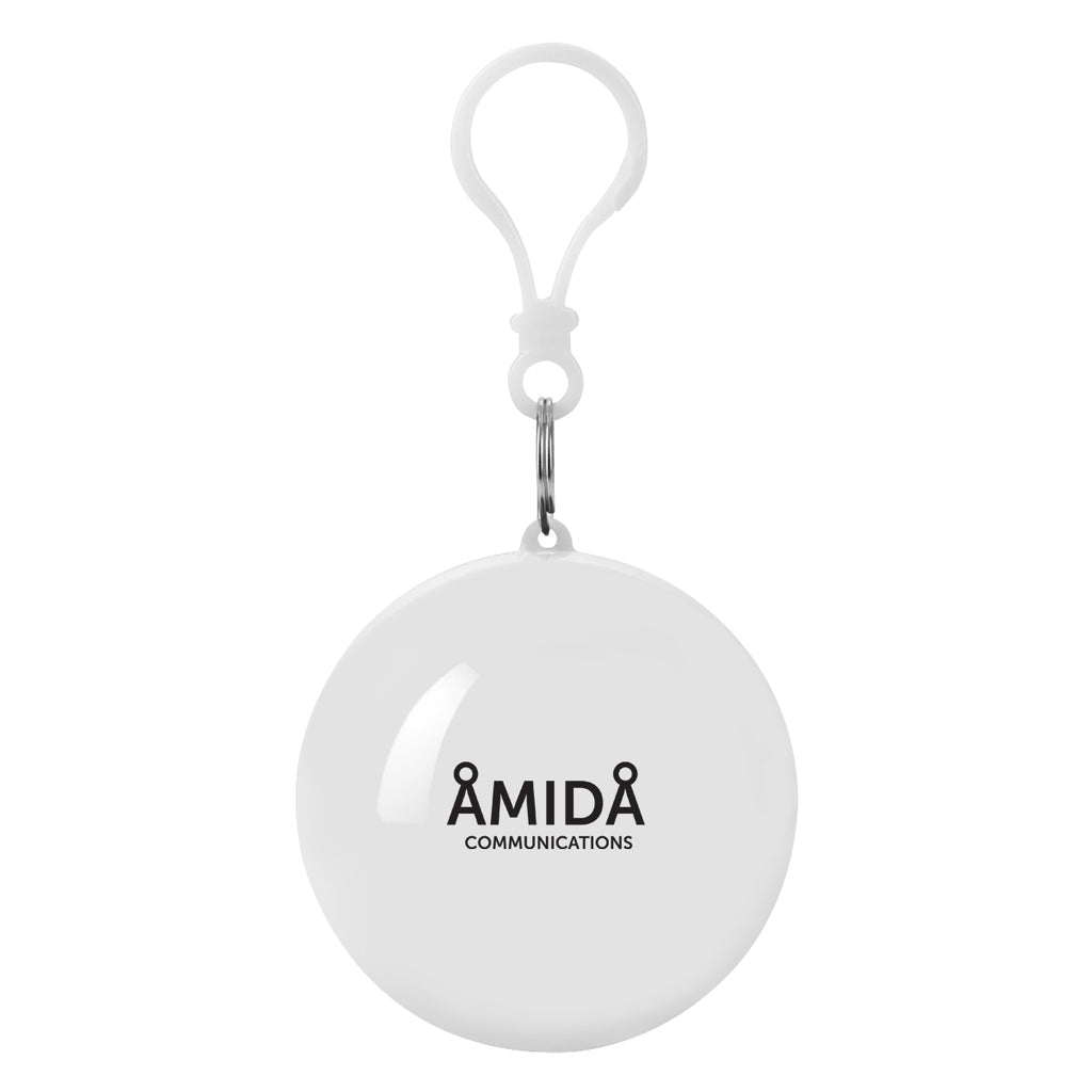 Keychain with Rain Poncho in a Ball - White Ball - Pad Print
