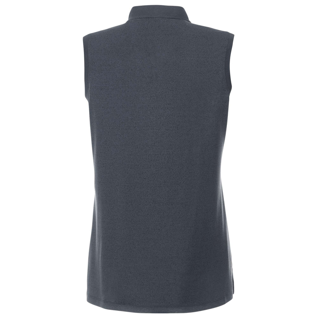 Kinport Sleeveless Zip Polo with Stand Collar for Women Transfer - Black Smoke Heather - Back Flat